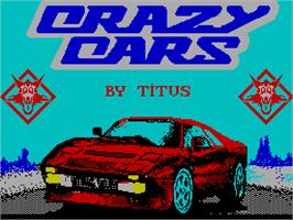 Title screen of Crazy Cars on the Sinclair ZX Spectrum.