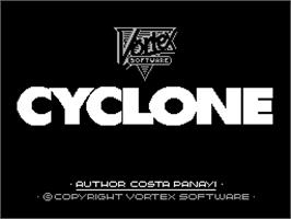 Title screen of Cyclone on the Sinclair ZX Spectrum.