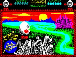 Title screen of Dizzy: Prince of the Yolkfolk on the Sinclair ZX Spectrum.