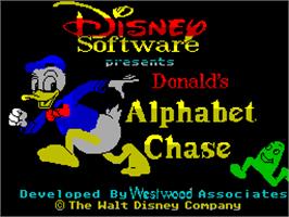 Title screen of Donald's Alphabet Chase on the Sinclair ZX Spectrum.