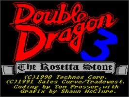 Title screen of Double Dragon III: The Sacred Stones on the Sinclair ZX Spectrum.