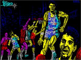 Title screen of Drazen Petrovic Basket on the Sinclair ZX Spectrum.