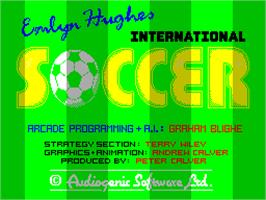 Title screen of Emlyn Hughes International Soccer on the Sinclair ZX Spectrum.