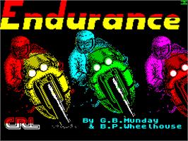 Title screen of Endurance on the Sinclair ZX Spectrum.