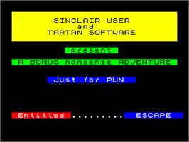 Title screen of Escape on the Sinclair ZX Spectrum.