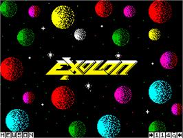 Title screen of Exolon on the Sinclair ZX Spectrum.