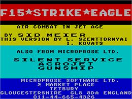 Title screen of F-15 Strike Eagle on the Sinclair ZX Spectrum.
