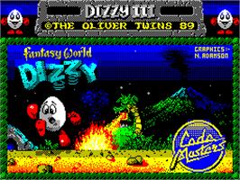 Title screen of Fantasy World Dizzy on the Sinclair ZX Spectrum.
