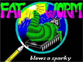 Title screen of Fat Worm Blows A Sparky on the Sinclair ZX Spectrum.