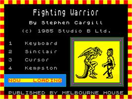 Title screen of Fighting Warrior on the Sinclair ZX Spectrum.