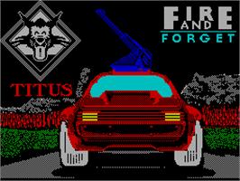 Title screen of Fire and Forget on the Sinclair ZX Spectrum.