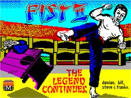Title screen of Fist II: The Legend Continues on the Sinclair ZX Spectrum.