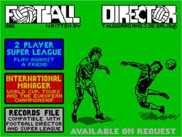 Title screen of Football Director on the Sinclair ZX Spectrum.
