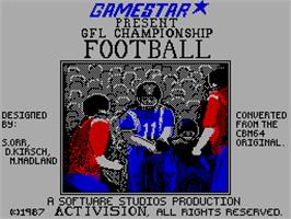 Title screen of GFL Championship Football on the Sinclair ZX Spectrum.
