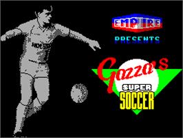 Title screen of Gazza's Super Soccer on the Sinclair ZX Spectrum.