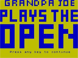 Title screen of Grandpa Joe Plays the Open on the Sinclair ZX Spectrum.