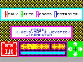 Title screen of H.A.R.D on the Sinclair ZX Spectrum.