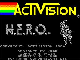 Title screen of H.E.R.O. on the Sinclair ZX Spectrum.