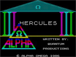 Title screen of Hercules: Slayer of the Damned on the Sinclair ZX Spectrum.
