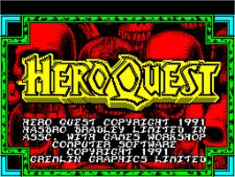 Title screen of Hero Quest: Return of the Witch Lord on the Sinclair ZX Spectrum.