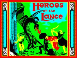 Title screen of Heroes of the Lance on the Sinclair ZX Spectrum.