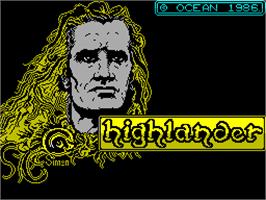 Title screen of Highlander on the Sinclair ZX Spectrum.