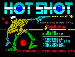 Title screen of Hotshot on the Sinclair ZX Spectrum.