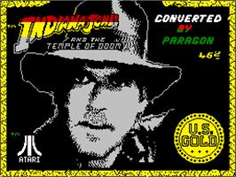 Title screen of Indiana Jones and the Temple of Doom on the Sinclair ZX Spectrum.