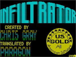 Title screen of Infiltrator on the Sinclair ZX Spectrum.