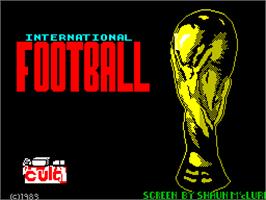 Title screen of International Football on the Sinclair ZX Spectrum.