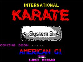 Title screen of International Karate on the Sinclair ZX Spectrum.