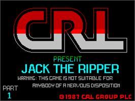 Title screen of Jack the Ripper on the Sinclair ZX Spectrum.
