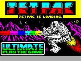 Title screen of Jetpac on the Sinclair ZX Spectrum.