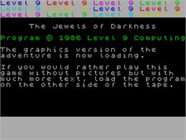 Title screen of Jewels of Darkness on the Sinclair ZX Spectrum.