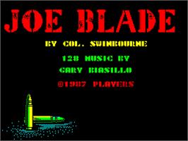 Title screen of Joe Blade on the Sinclair ZX Spectrum.
