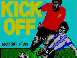 Title screen of Kick Off on the Sinclair ZX Spectrum.
