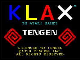Title screen of Klax on the Sinclair ZX Spectrum.