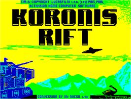 Title screen of Koronis Rift on the Sinclair ZX Spectrum.