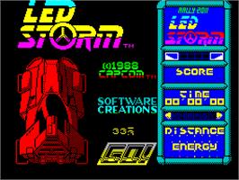 Title screen of LED Storm on the Sinclair ZX Spectrum.