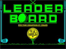 Title screen of Leader Board on the Sinclair ZX Spectrum.