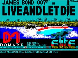 Title screen of Live and Let Die on the Sinclair ZX Spectrum.