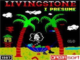 Title screen of Livingstone Supongo 2 on the Sinclair ZX Spectrum.