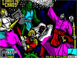Title screen of Lords of Chaos on the Sinclair ZX Spectrum.