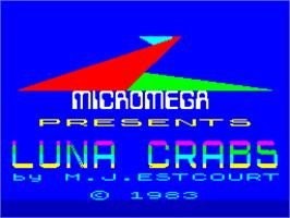 Title screen of Luna Crabs on the Sinclair ZX Spectrum.
