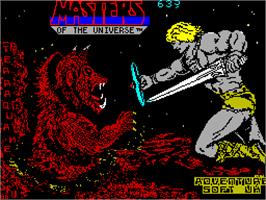 Title screen of Masters of the Universe: Super Adventure on the Sinclair ZX Spectrum.