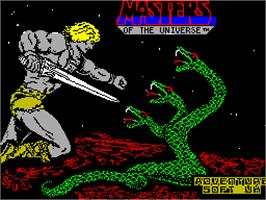 Title screen of Masters of the Universe: The Arcade Game on the Sinclair ZX Spectrum.