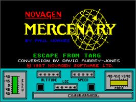 Title screen of Mercenary: Escape From Targ with the Second City on the Sinclair ZX Spectrum.