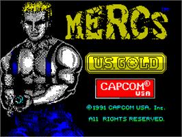Title screen of Mercs on the Sinclair ZX Spectrum.
