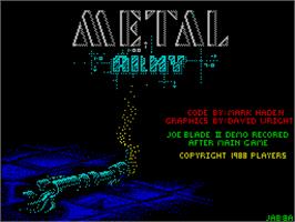 Title screen of Metal Army on the Sinclair ZX Spectrum.