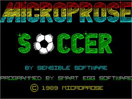 Title screen of Microprose Pro Soccer on the Sinclair ZX Spectrum.